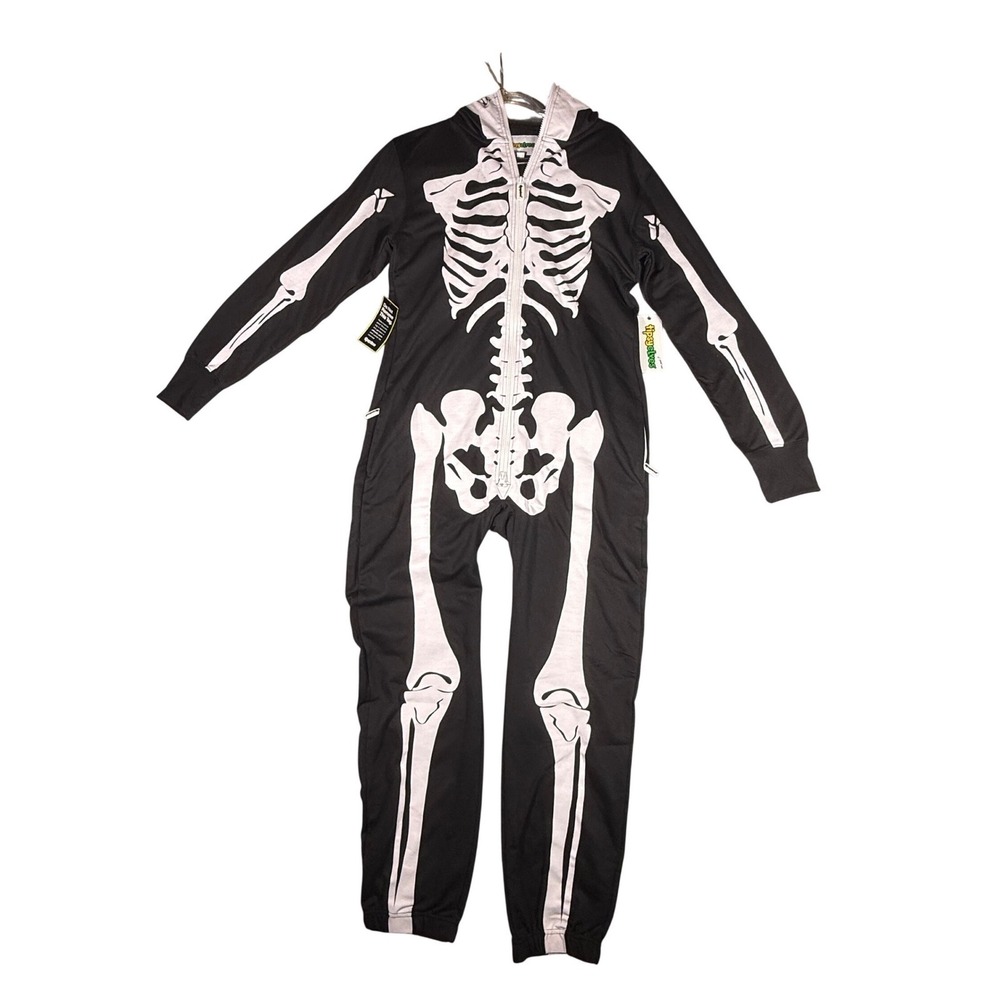 Tipsy Elves NWT Skeleton Full Zip Hooded Onesie Costume Jumpsuit Size Small